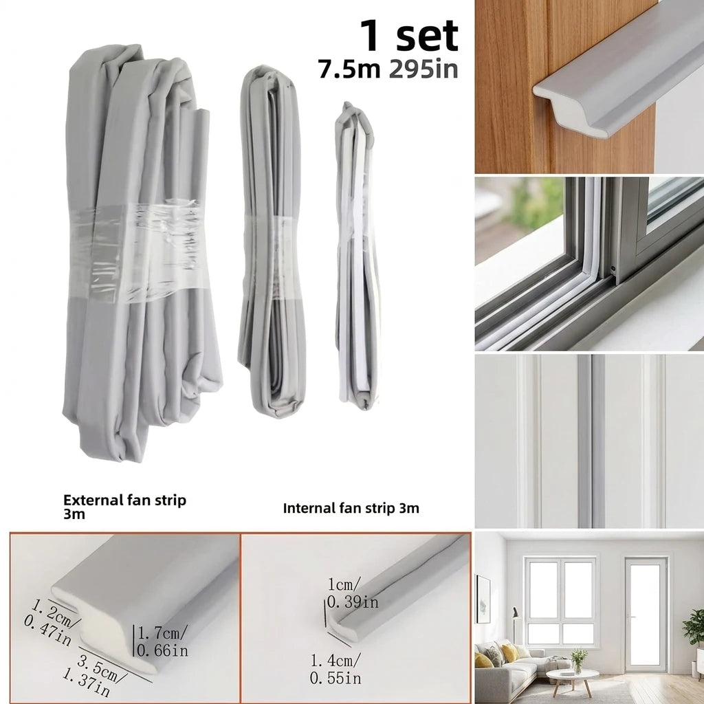 TPU Seal Strip Set Windproof Waterproof Soundproof Dustproof for Sliding Windows Doors Compatible with Outer Inner Middle Gaps Oasis Select