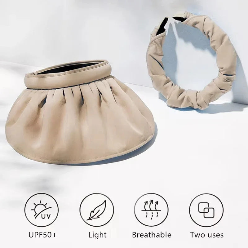 UPF 50+ Sun Hat for Women Summer Convertible Visor Cap with Headband 2 in 1 UV Protection Beach Outdoor Brim Hat Oasis Select