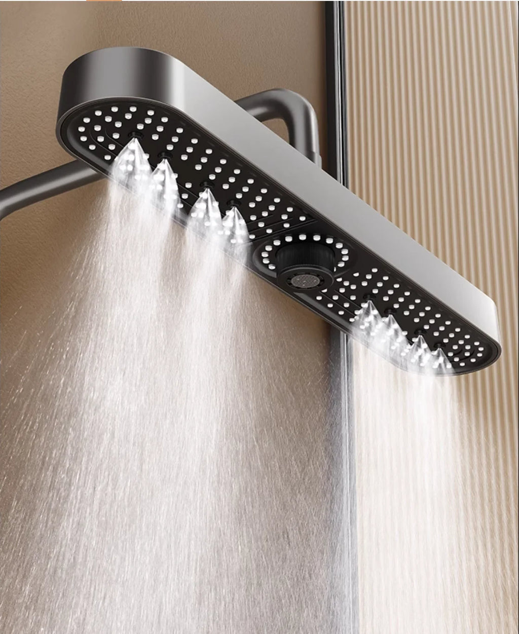 New 1pc 19 Inch High Pressure 3 Mode Rainfall Luxury Bathroom Shower Head Adjustable Anti-Clogging Silicone Nozzles Water Saving Oasis Select