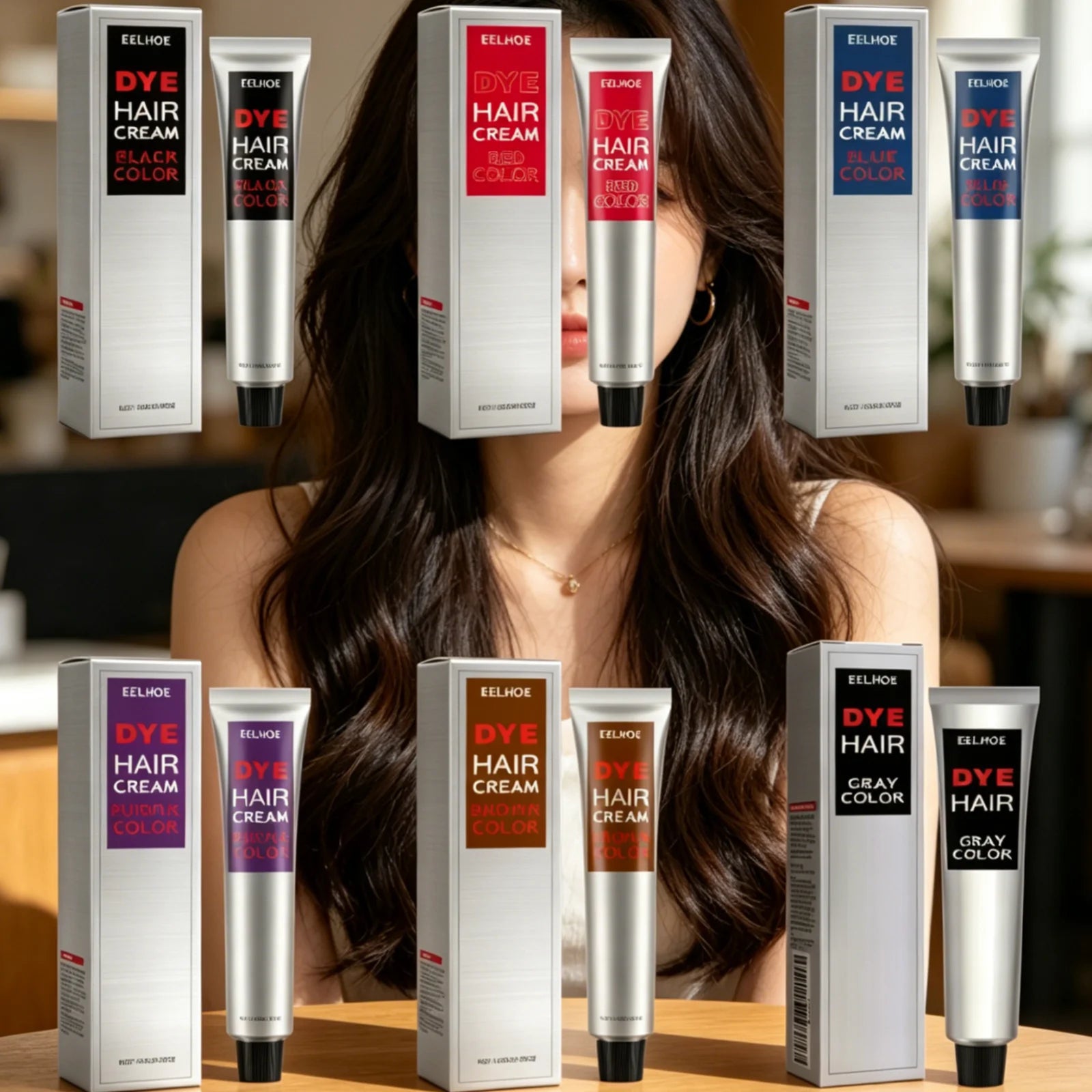 EELHOE Hair Dye Cream Smooth Silky Long Lasting Vibrant Color Nourishing Fashion Gentle Formula Protect Hair Coloring Cream 100g Oasis Select