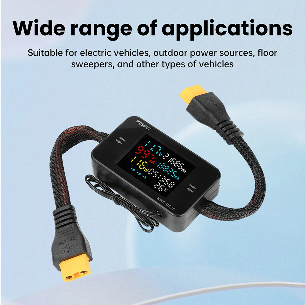 KWS-DC26 Battery Charger Tester DC8-80V 20A/25A/35A/50A Ammeter LCD Bidirectional Measurement Battery Level Detector Power Meter Oasis Select