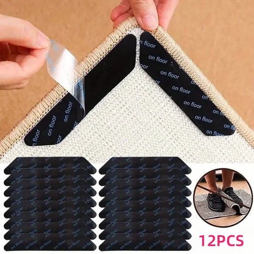 12Pcs Newest Carpet Non-slip Stickers Washable Anti Curling Carpet Patch General Reusable Floor Rug Mat General Fixed Sticker Oasis Select