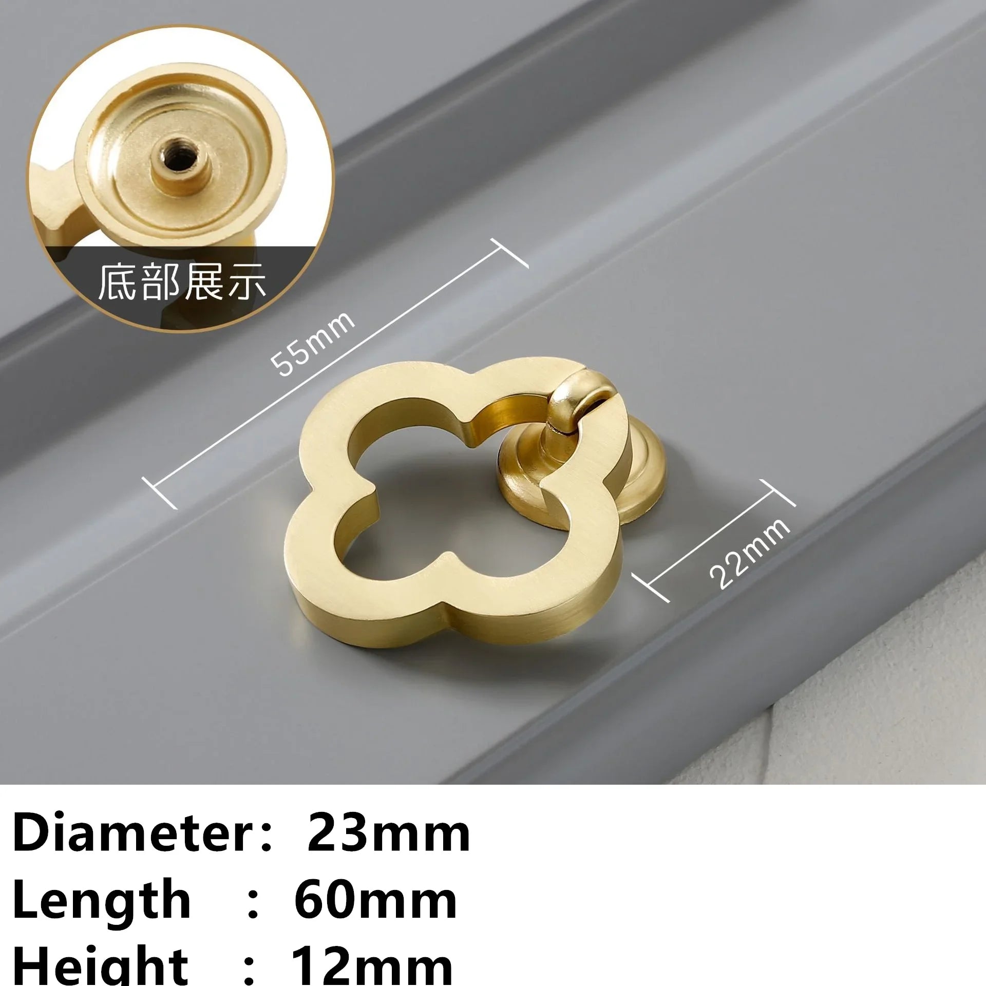 Handles Drawer Cabinet Furniture Kitchen Handles for Cabinet Knob Door Drawer Furniture Kitchen Golden Single hole Rings Knob Oasis Select 678-Zinc alloy