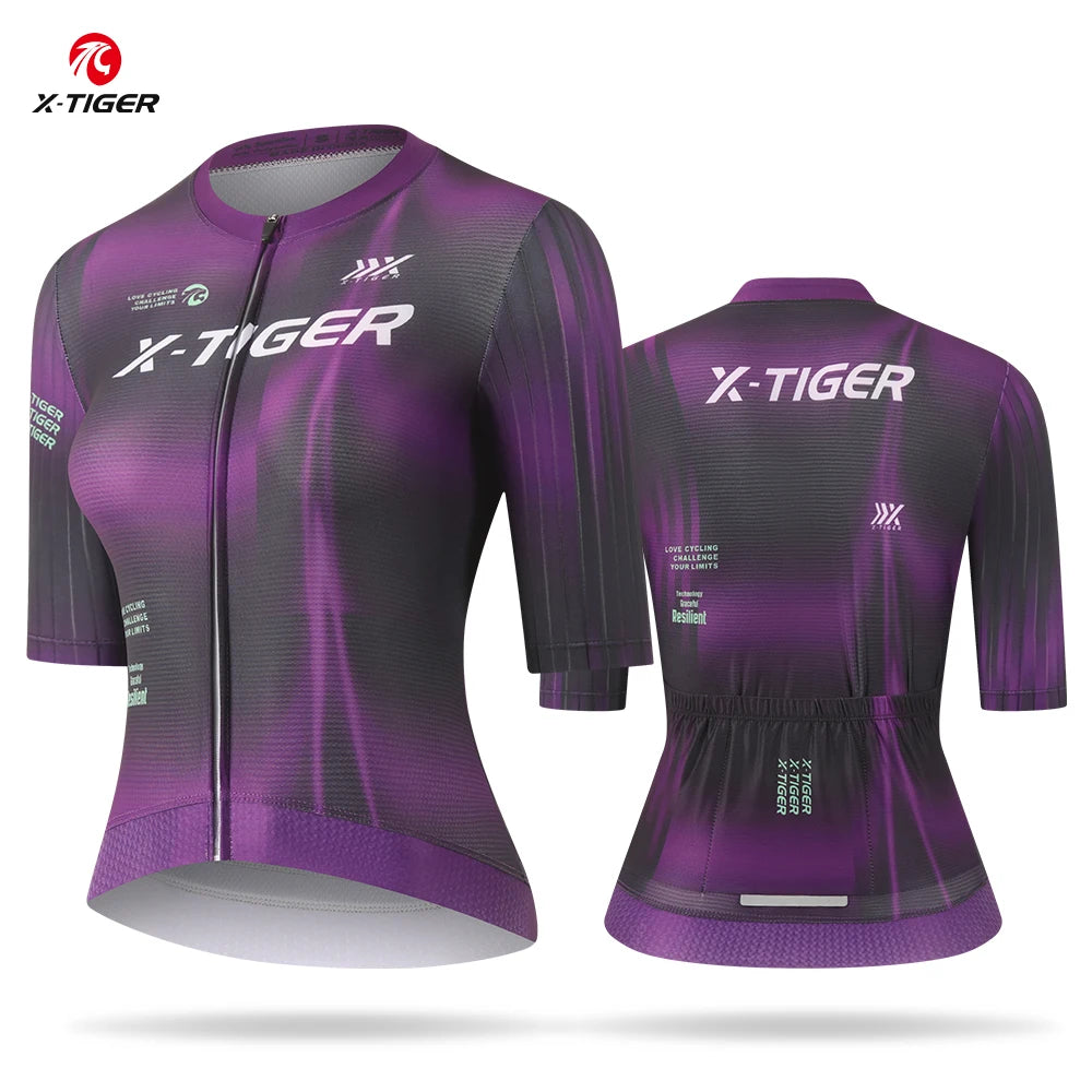 X-TIGER Womens Cycling Jersey Short Sleeve Breathable Cycling Tops Quick-Drying Full Zipper Team Mountain MTB Bike Jersey Shirts Oasis Select 41901 L