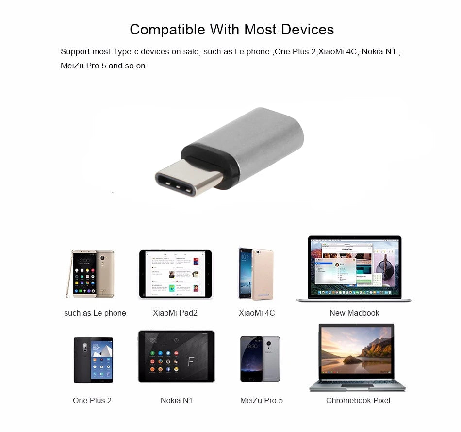 Metal Micro USB to USB-C Adapter | Aluminum Alloy Connector