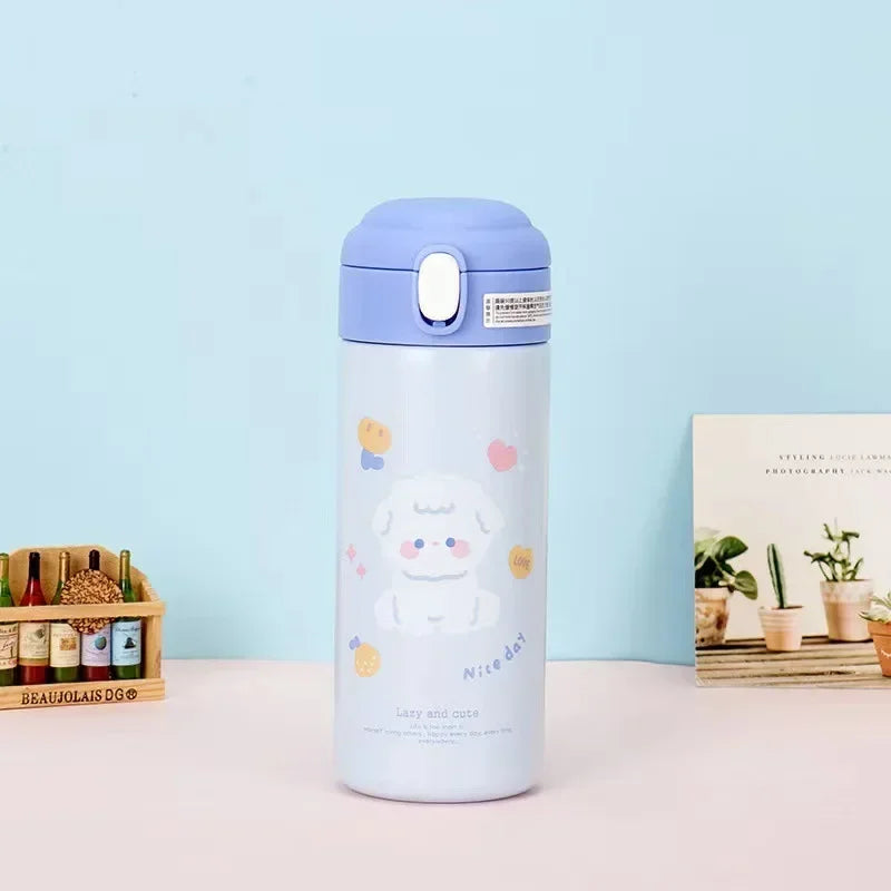 380ML Thermos Vacuum Flask Cute Cartoon 304 Stainless Steel Thermal Water Bottle Insulated Straw Cups Tumbler Drinkware Oasis Select 380ml Blue