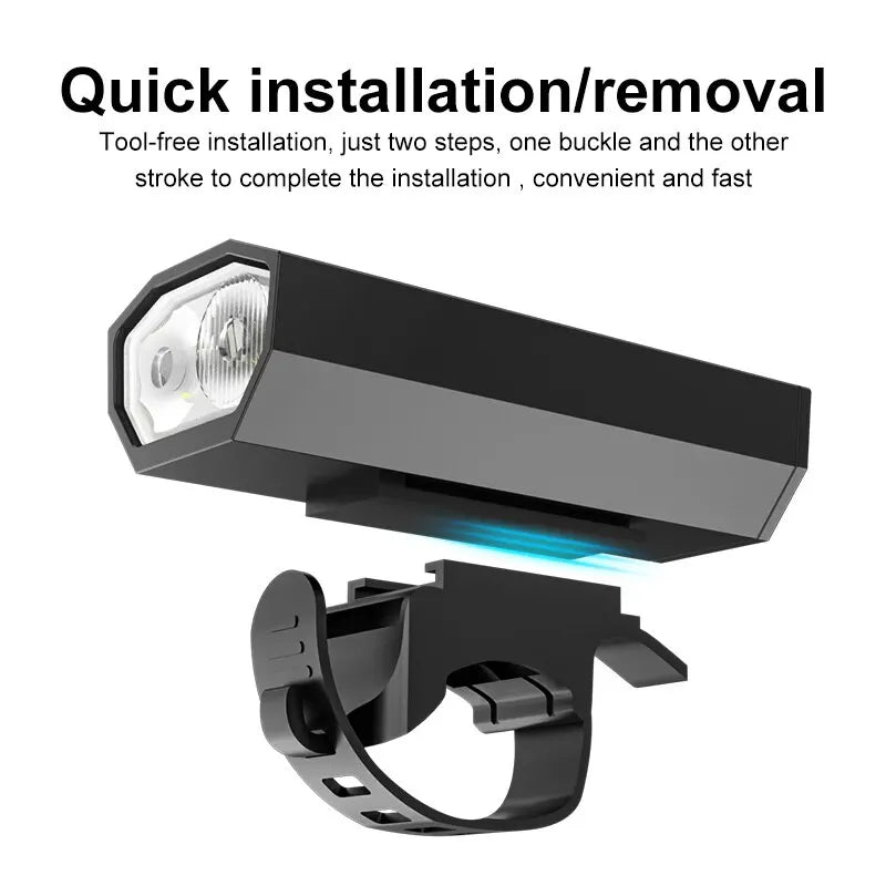 PHMAX Front Bicycle Light Led 2400mAh MTB Bicycle Headlight Aluminum Shell Rechargeable Bike Lamp with 6 Light Modes Oasis Select