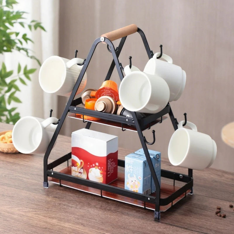 Mug hanger glass water cup rack kitchen living room desktop storage rack hook coffee cup holder Oasis Select