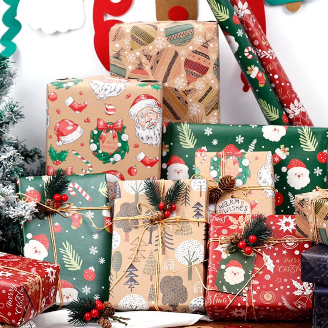 50x70cm Xmas Gift Paper Recyclable Kraft Wrapping Paper Christmas Wrapping Paper Sturdy For Wedding Winter Holiday Christmas Oasis Select