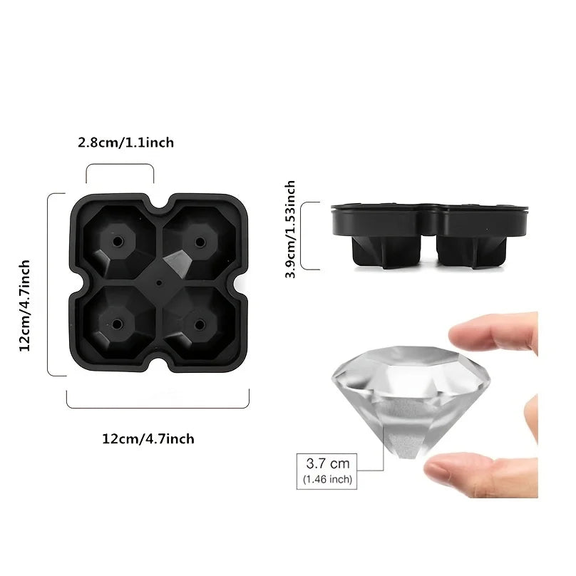 Ice Molds - Silicone Ice Cube Tray With Lid - Fill and Release Ice Maker - Great for Parties and Events (Diamond) Oasis Select