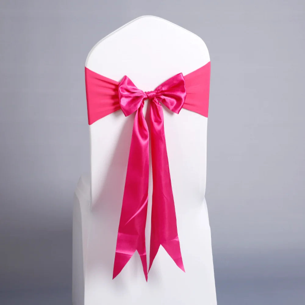 Wedding Decoration Spandex Chair Sashes Ready Made Bow Tie No Need To Tie Stretch Bands BIrthday Party Holiday Hotel Festival Oasis Select