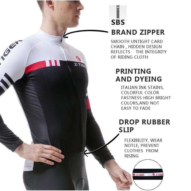 X-TIGER Winter Bike Jersey Men's Long Sleeve Thermal FleeceCycling Jersey with Pockets Road Bicycle Shirt Oasis Select
