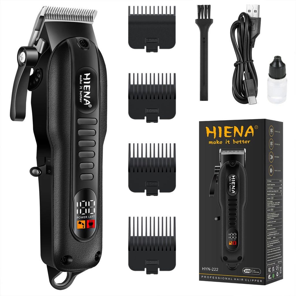 HYN-222 Professional Hair Clippers 5V1A Rechargeable Hair Trimmer Stainless Steel Blade Black Washable Head For Men Styling Tool Oasis Select