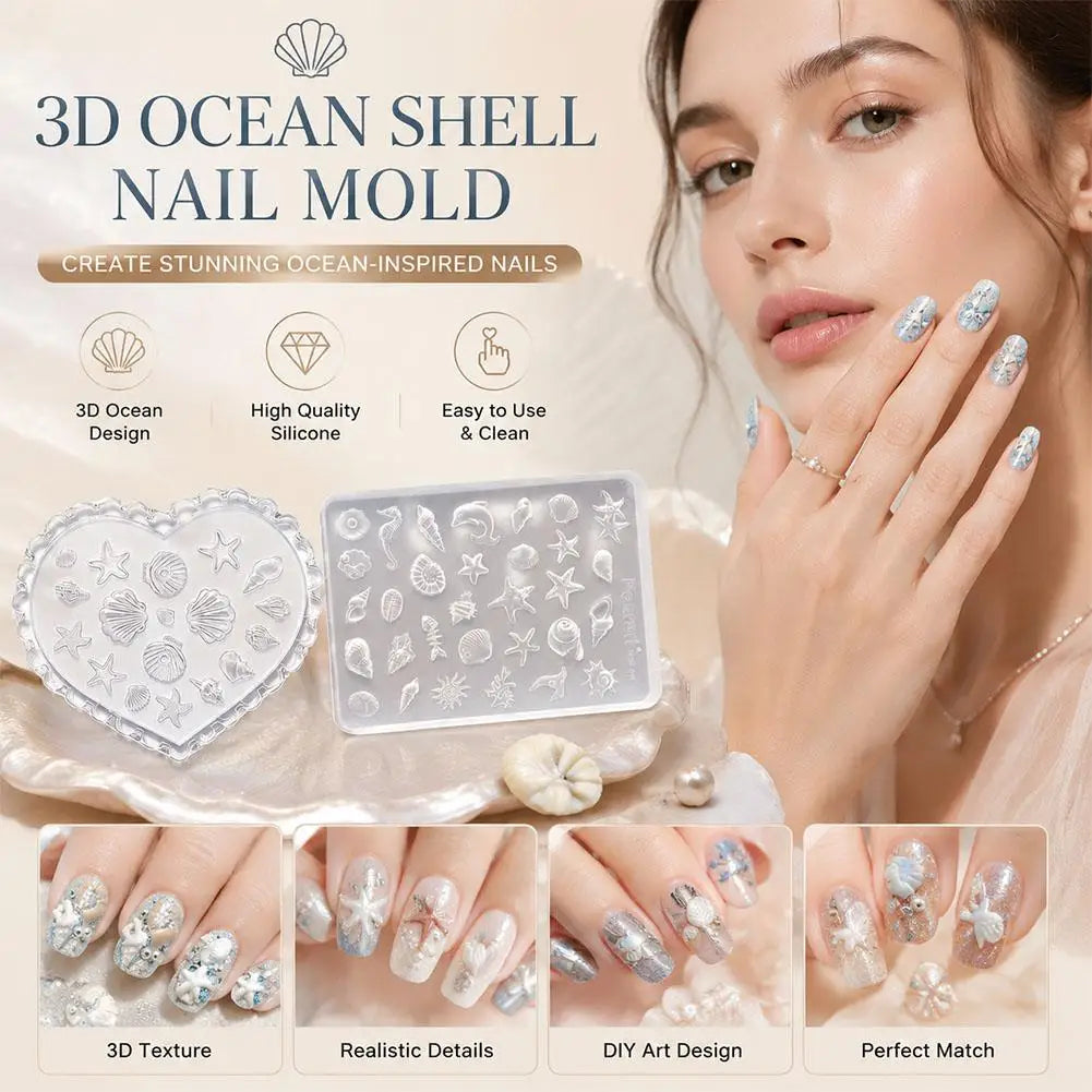 3D Ocean Silicone Nail Art Mold – Starfish & Shell Designs Nail Art Mold Oasis Select