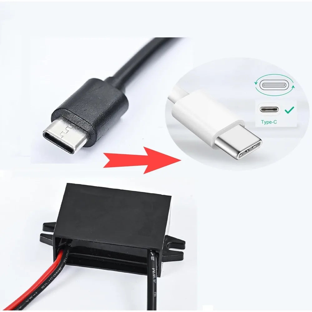 12V/24V To 5V 3A Converter USB Type-C Buck Charging Module DC/DC Step Down Power Adapter Compatible With Cellphone DIY For Car Oasis Select