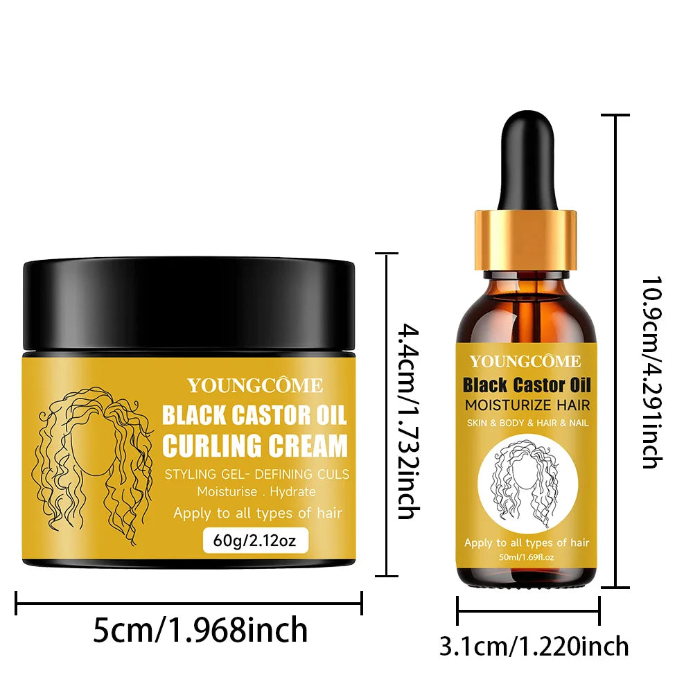 Jamaican Black Castor Oil & Curling Cream Duo | Hair Growth Hair Growth Oil Oasis Select Hair Film Oil -Set B