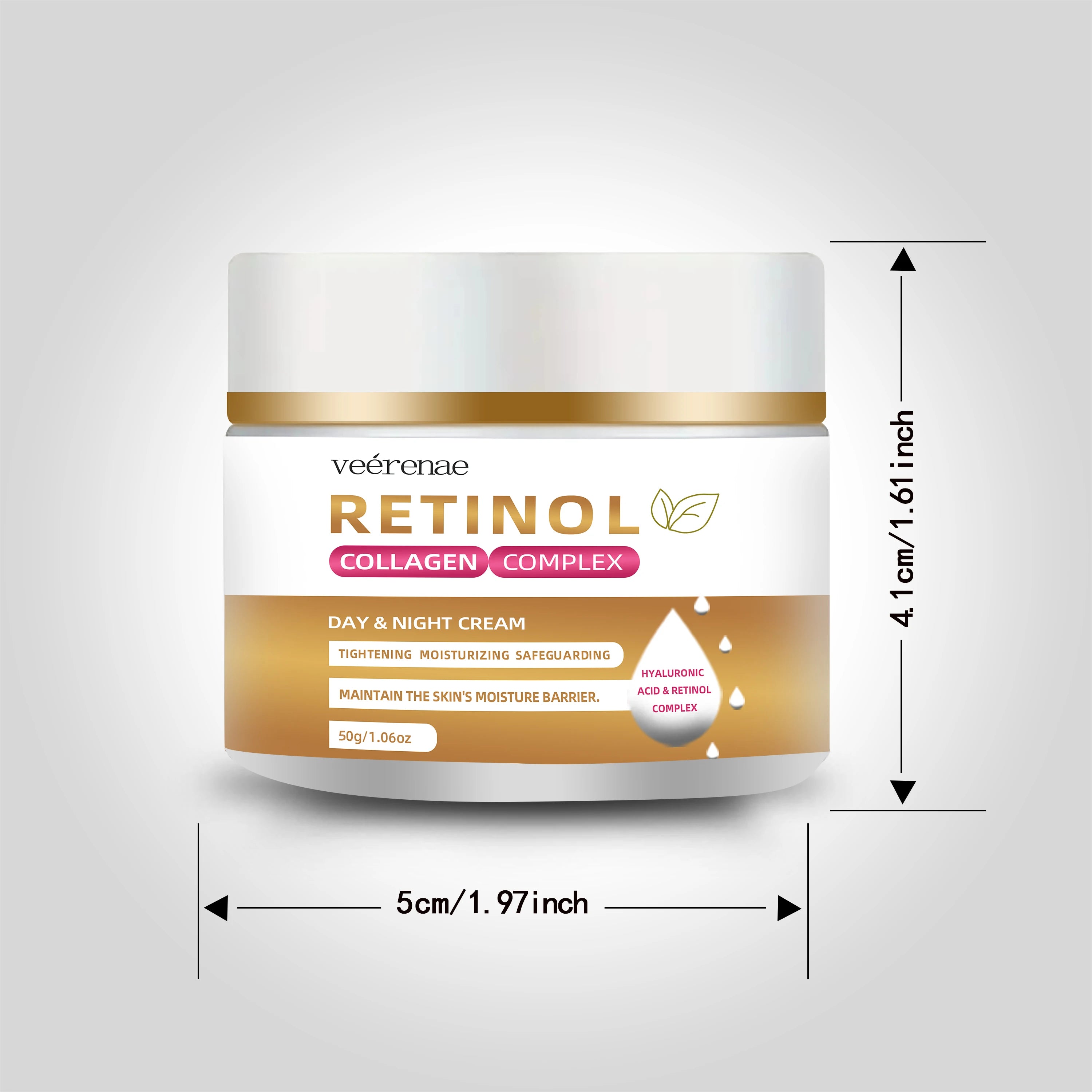 Veérenae Retinol Collagen Cream – Alcohol-Free 24H Moisturiser Retinol Face Cream Oasis Select 50g