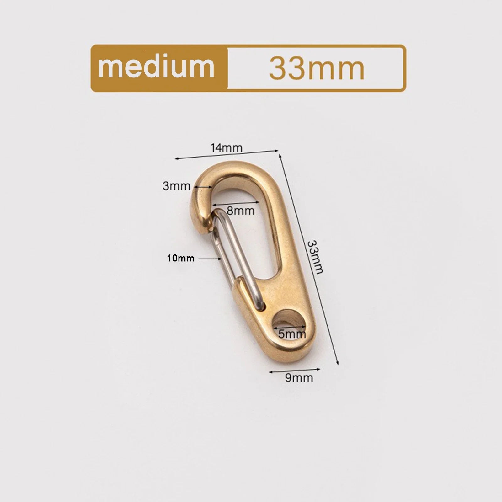 Brass Carabiner Clips 26/33/50mm – Backpack & Camping Buckle