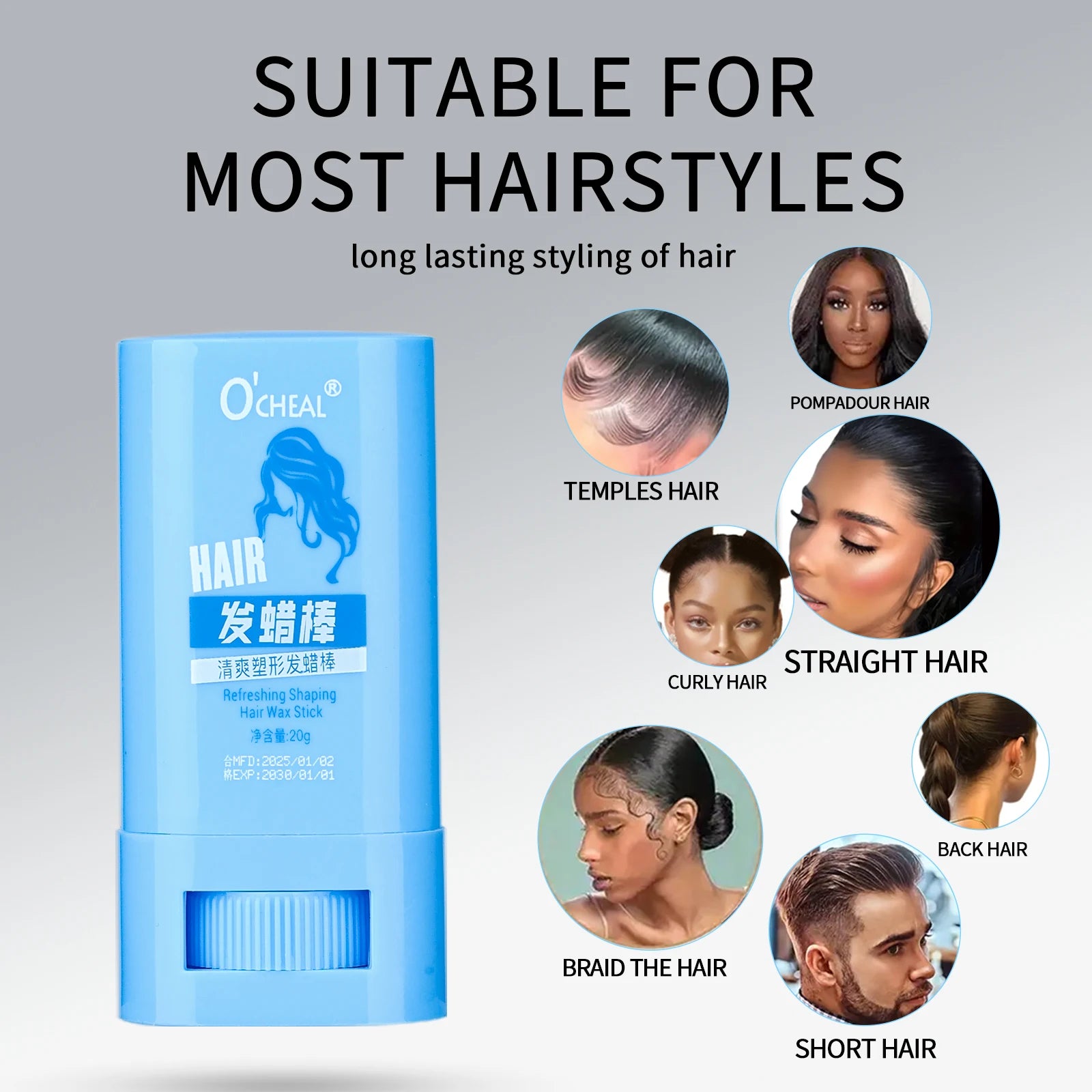 O'Cheal Anti-Frizz Hair Wax Stick – Smoothing Hold, 20g