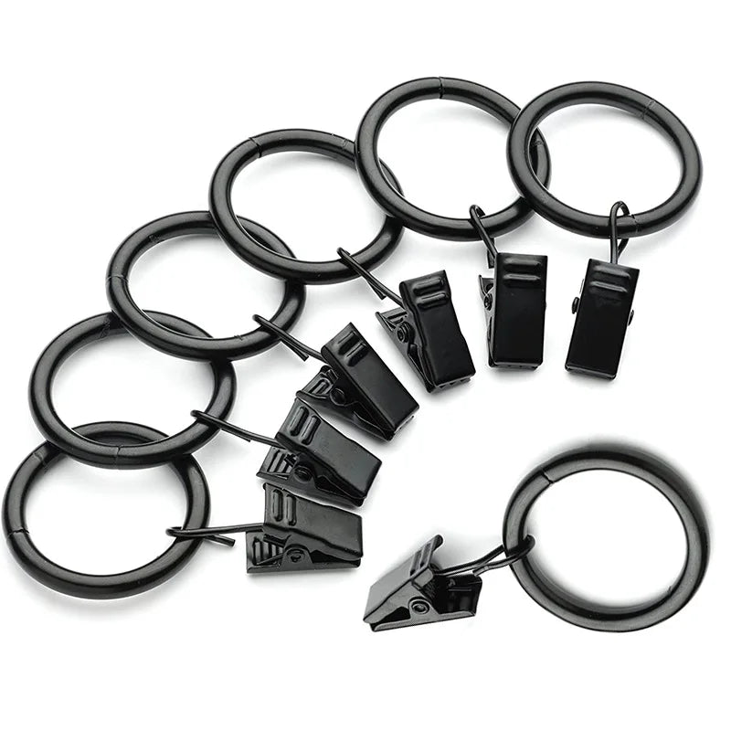 10PCS Curtain Hooks Hanging Clips Metal Clip Rustproof Curtain Rods Hangers Split Curtain Rings Buckles Eyelets Grommet Hook Oasis Select