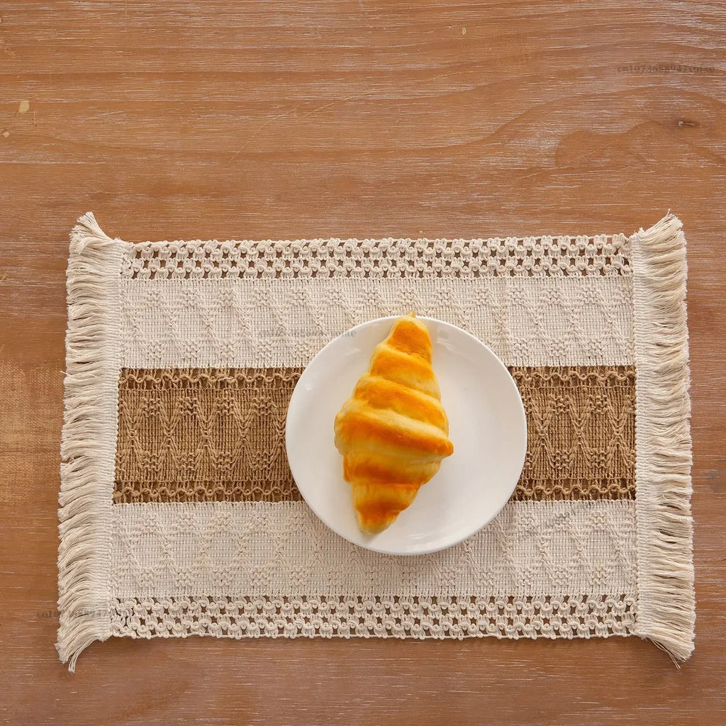 Boho Placemats Macrame Table Decor Natural Cotton Burlap Farmhouse Placemats Home Dining Weddings Home Kitchen Decor Oasis Select 03 30x50cm