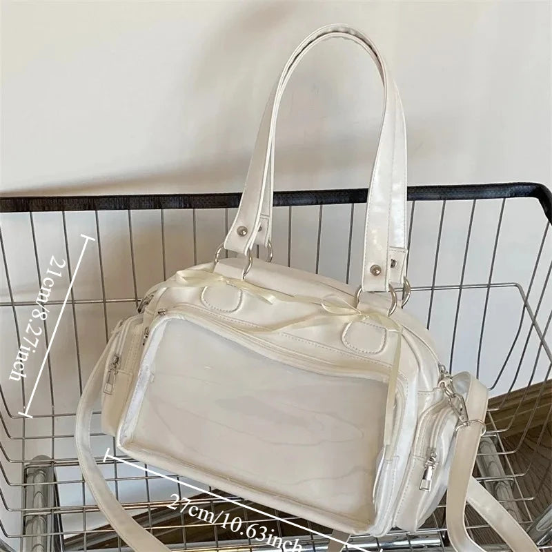 Anime Itabag Japanese JK Uniform Crossbody Bag Large Capacity Shoulder Bag Badge & Doll Display Versatile Daily Cosplay Purse Oasis Select White