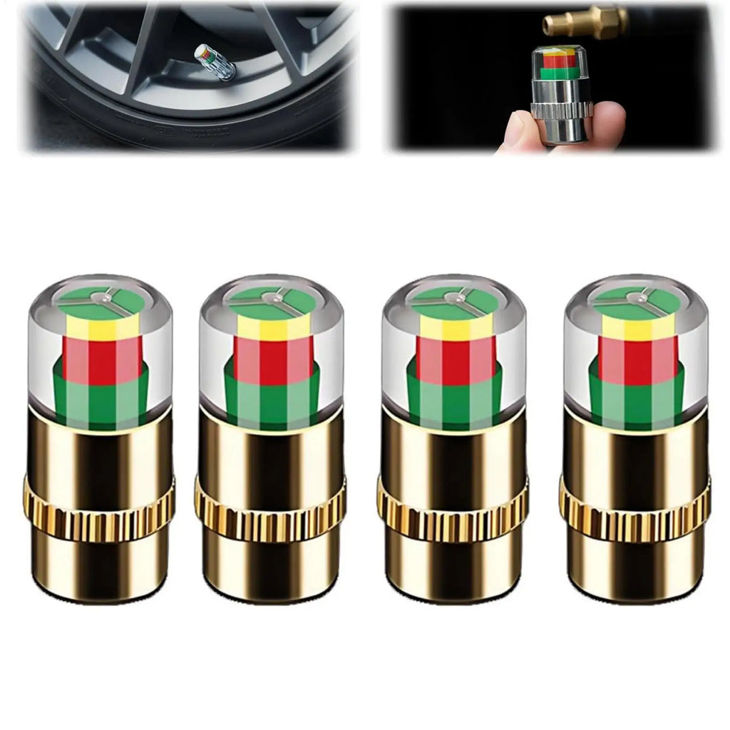 Motorcycle Car Tire Air Pressure Monitor Alert 4Pcs Indicator Tire Valve Cap Gauge Car Accessories Car Tyre Pressure Gauge Caps Oasis Select