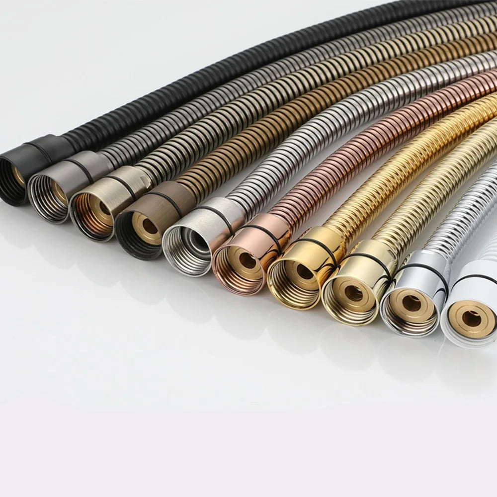 New High Quality Black Shower Hose Bathroom Fitting Stainless Steel Soft Bath Tube 1.5/2/3 Meter Water Pipe Chrome,Gold,Grey Oasis Select