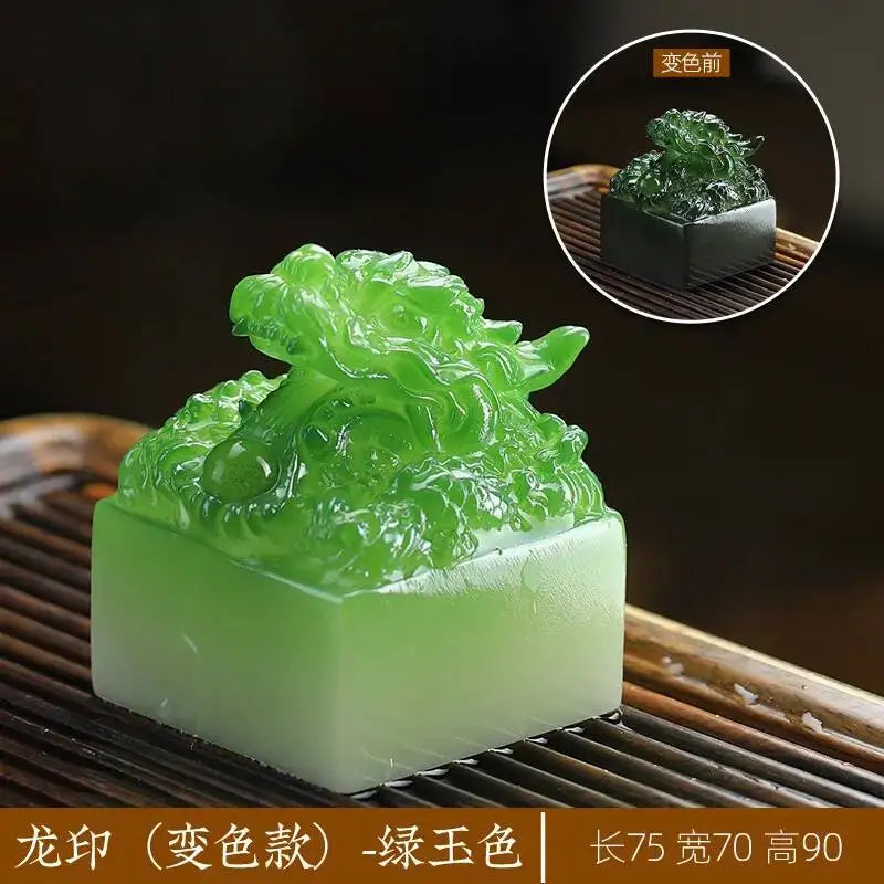 Color-changing Tea Pet Ornament Chinese Style Dragon Seal Tea Table Tea Tray Ornament Tea Pet Tea Play Kung Fu Tea Art Oasis Select Jade Color