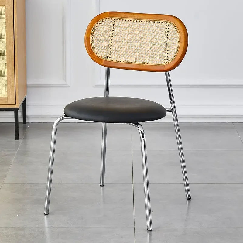 Multi-functional Household solid wood backrest dining chair office study rattan chair homestay milk tea shop seat Durable Oasis Select Black C