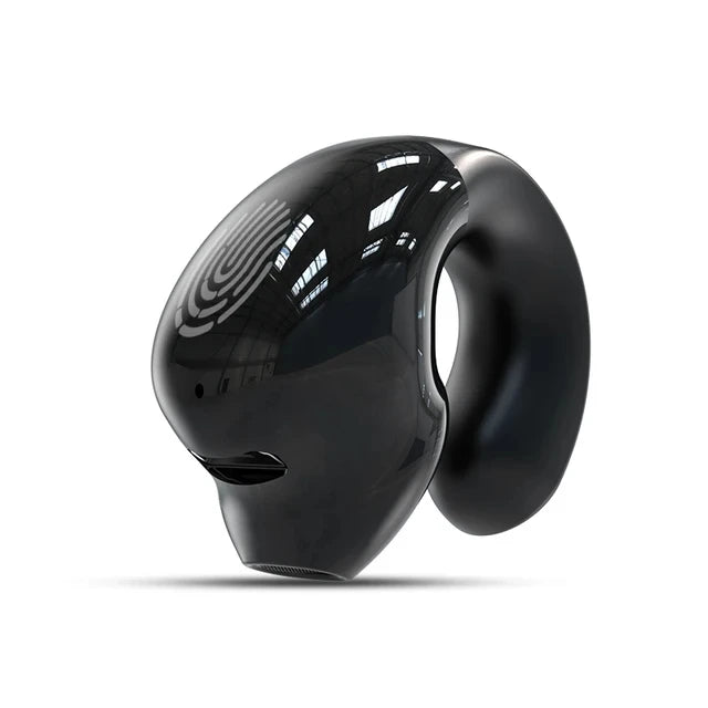 Wireless Ear Clip on Headphones TWS Bluetooth 5.3 Earphones Single in-Ear HiFi Stereo Touch Control Sports Headset with Mic Oasis Select Black