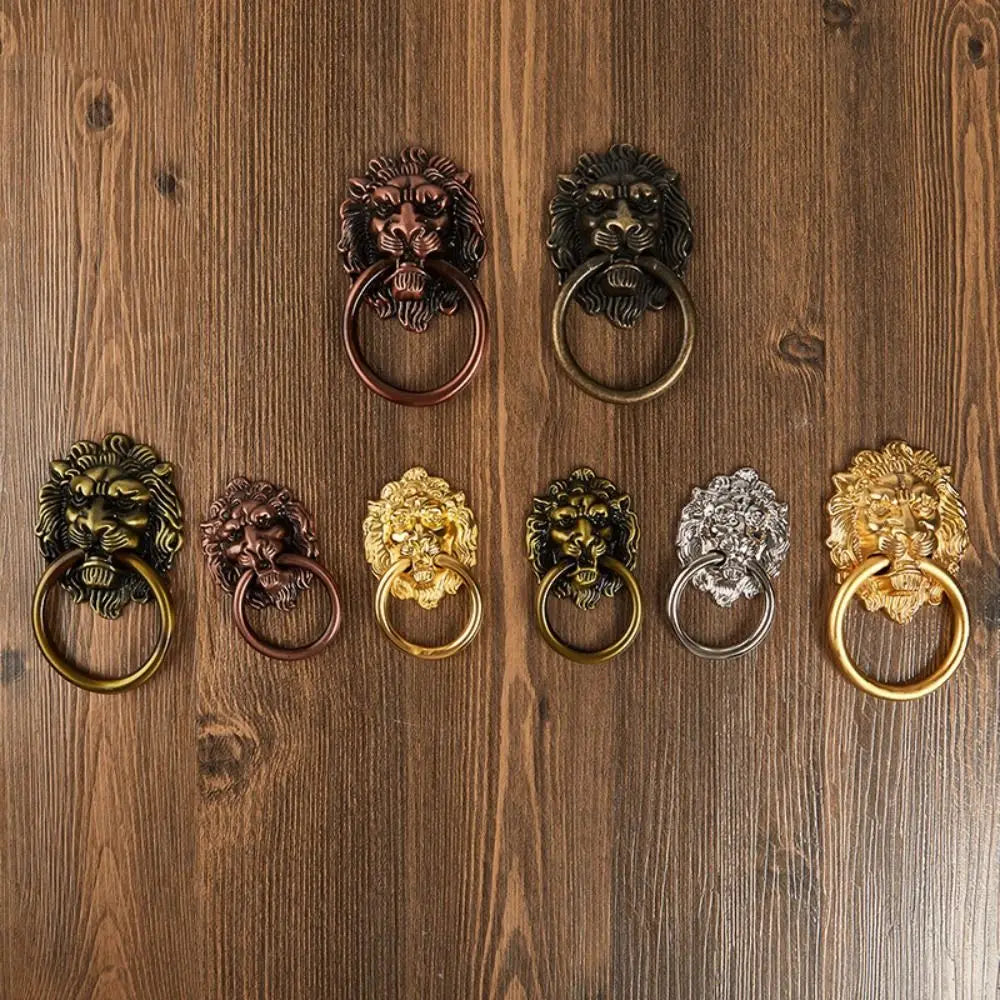 New Antique Lion Head Door Handle Decorative Pull Zinc Alloy Kitchen Cabinet Handles Home Hardware Multifunctional Drawer Knobs Oasis Select