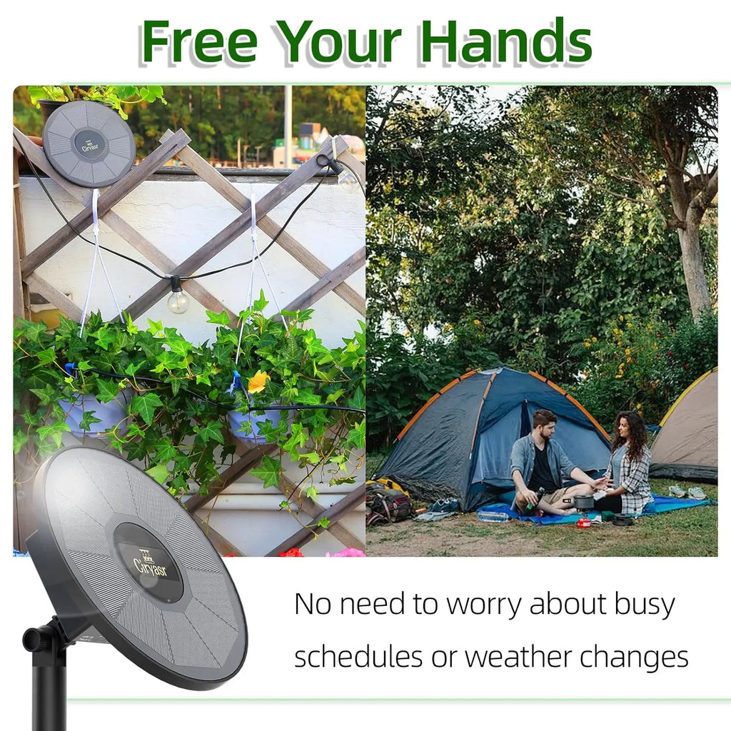 Solar Drip Irrigation System, Automatic Watering System with Battery Timer Modes for Potted Plants for Balconies, Garden Balcony Oasis Select