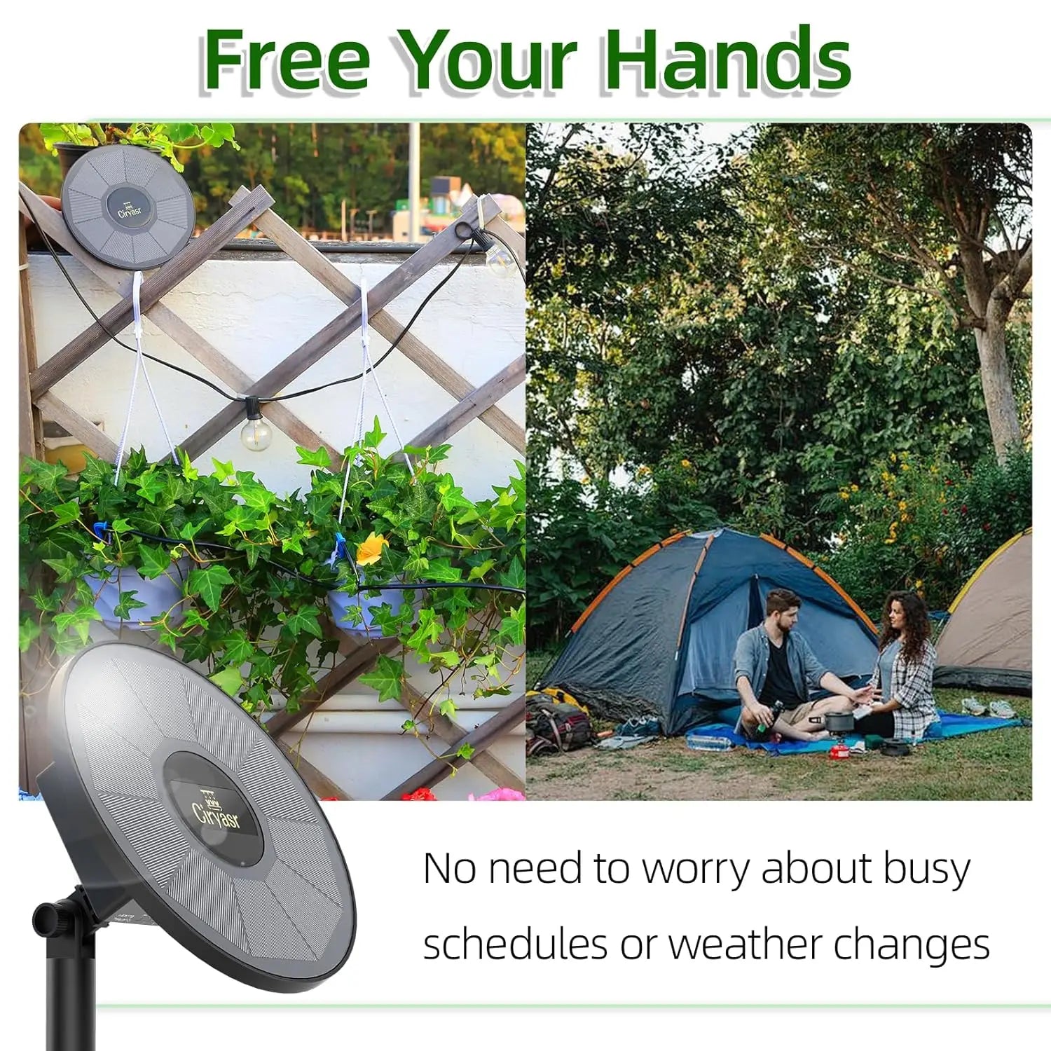 Solar Drip Irrigation System, Automatic Watering System with Battery Timer Modes for Potted Plants for Balconies, Garden Balcony Oasis Select