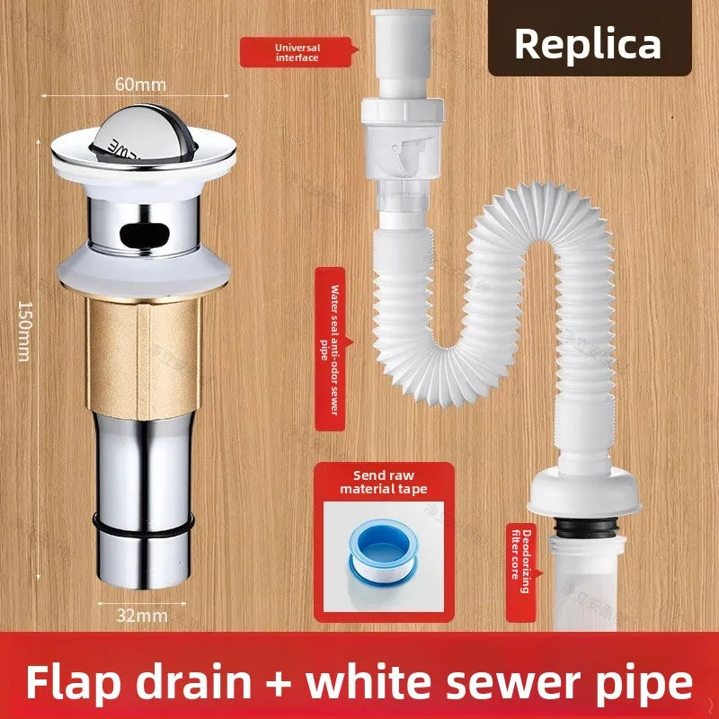 P-Trap Kitchen Sink Deodorant Set Launch Pipeline Deodorizing Filter Sink Strainer Hose Drain Pipe Plumbing Kitchen Accessories Oasis Select H