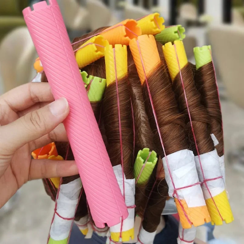 6pcs DIY Heatless Lengthened Hair Roller Stick Perm Tools Hollow Design Spiral Hair Curler Magic Curls Curly Hair Styling Kits Oasis Select