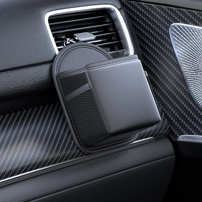 Stylish PU Leather Car Holder with Built-in Phone Mount; Accommodates Keys, Glasses & Other Accessories Oasis Select A1