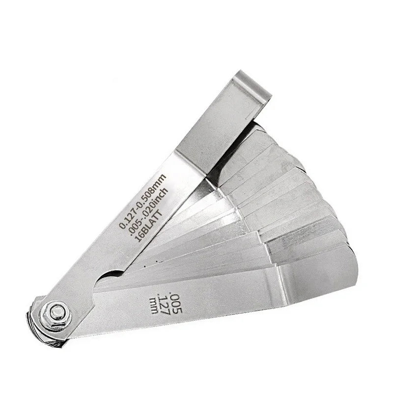 16 Blades 0.127 to 1MM Feeler Gauge Metric Gap Filler Gage Measurment Tool For Engine Valve Adjustment Feeler Gauge Valve Shim Oasis Select