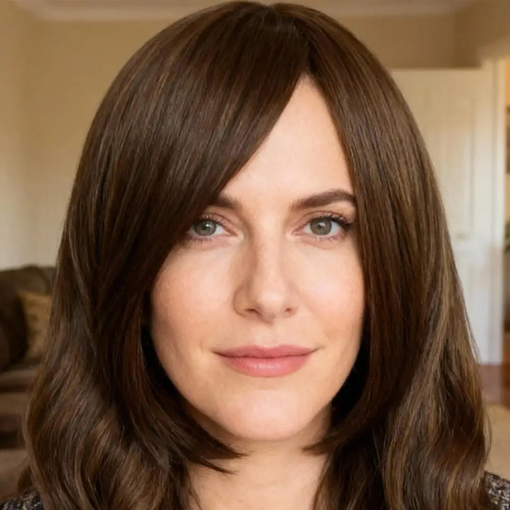Women Long Wavy Cosplay Wig 80cm Brown Natural Looking Synthetic Lace Wig for Lolita Daily Use Party Salon Styling Oasis Select