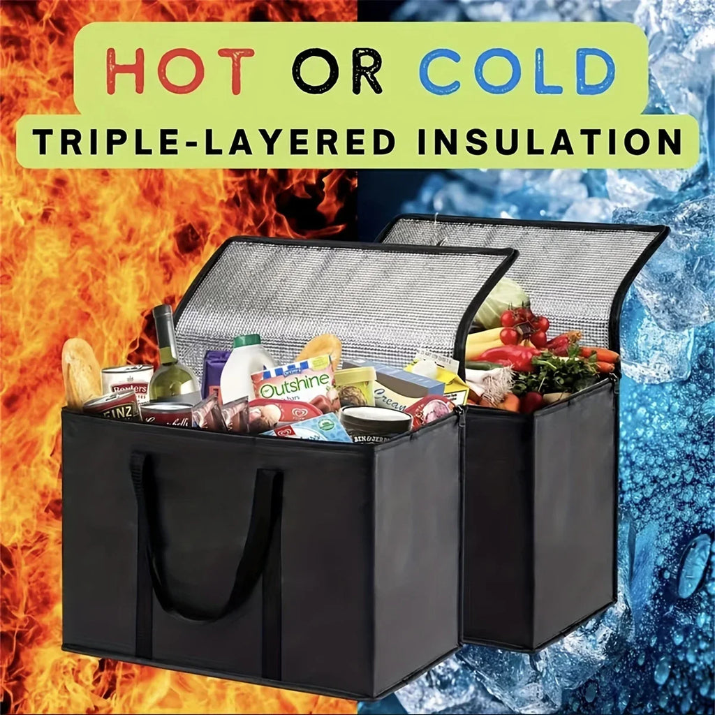 XL/Large Insulated Bag: Keep Food Hot & Cold For Hours - Grocery Tote, Soft Cooler Bag, Pizza Warmer Lightweight & Sturdy Zipper Oasis Select