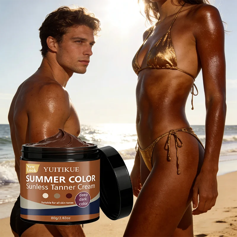 YUITIKUE SUMMER COLOR Sunless Tanner - Natural-Looking Deep Dark Tan, All Skin Tones, Long-Lasting Body Cream 80g Oasis Select