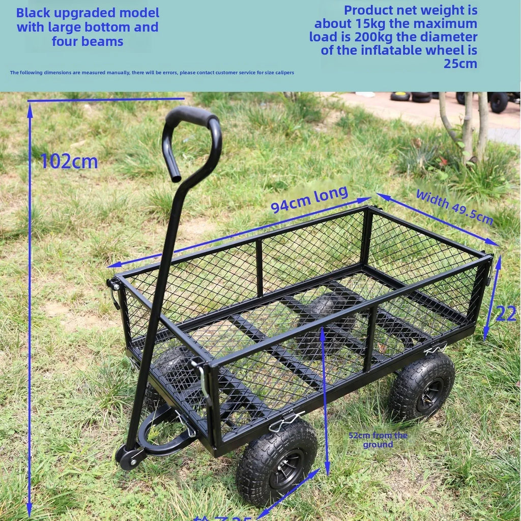 Tool cart, trolley, flatbed truck, trailer, slot car, foldable network car, side gear removable grid pull cart Oasis Select 94-50 single-black