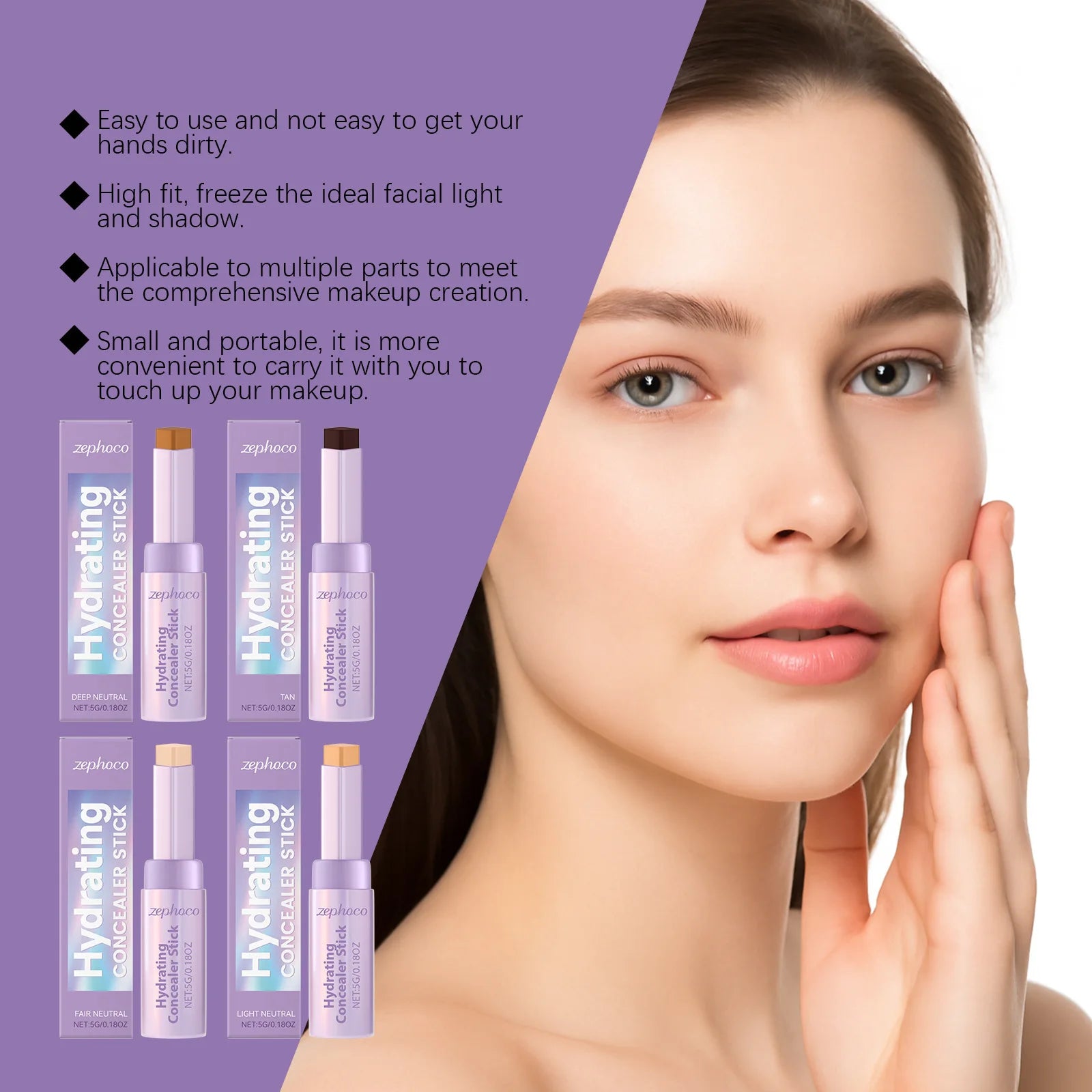 Zephoco Contour & Concealer Stick – Lightweight Long-Wear