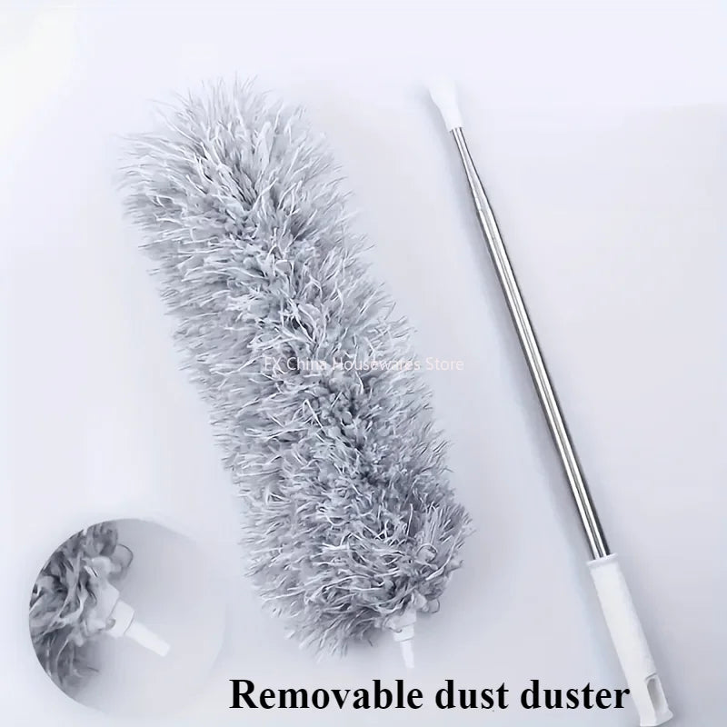 2.8M Extended Chicken Feather Duster Extendable and Curved Ceiling Cleaning Broom Household Electrostatic Dust Collector Oasis Select