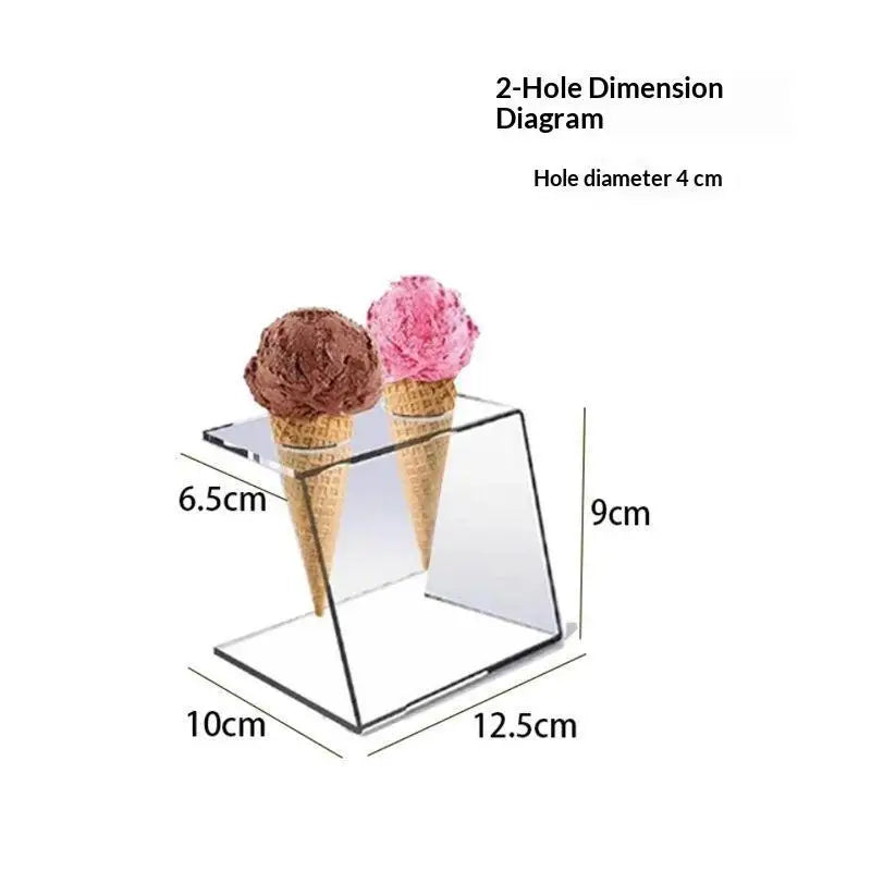 Transparent Acrylic Ice Cream Cone Holder Non-slip Base Dessert Rack 12 Slots for Bridal Shower Banquet Dessert Table Decor Oasis Select 2hole 4cm