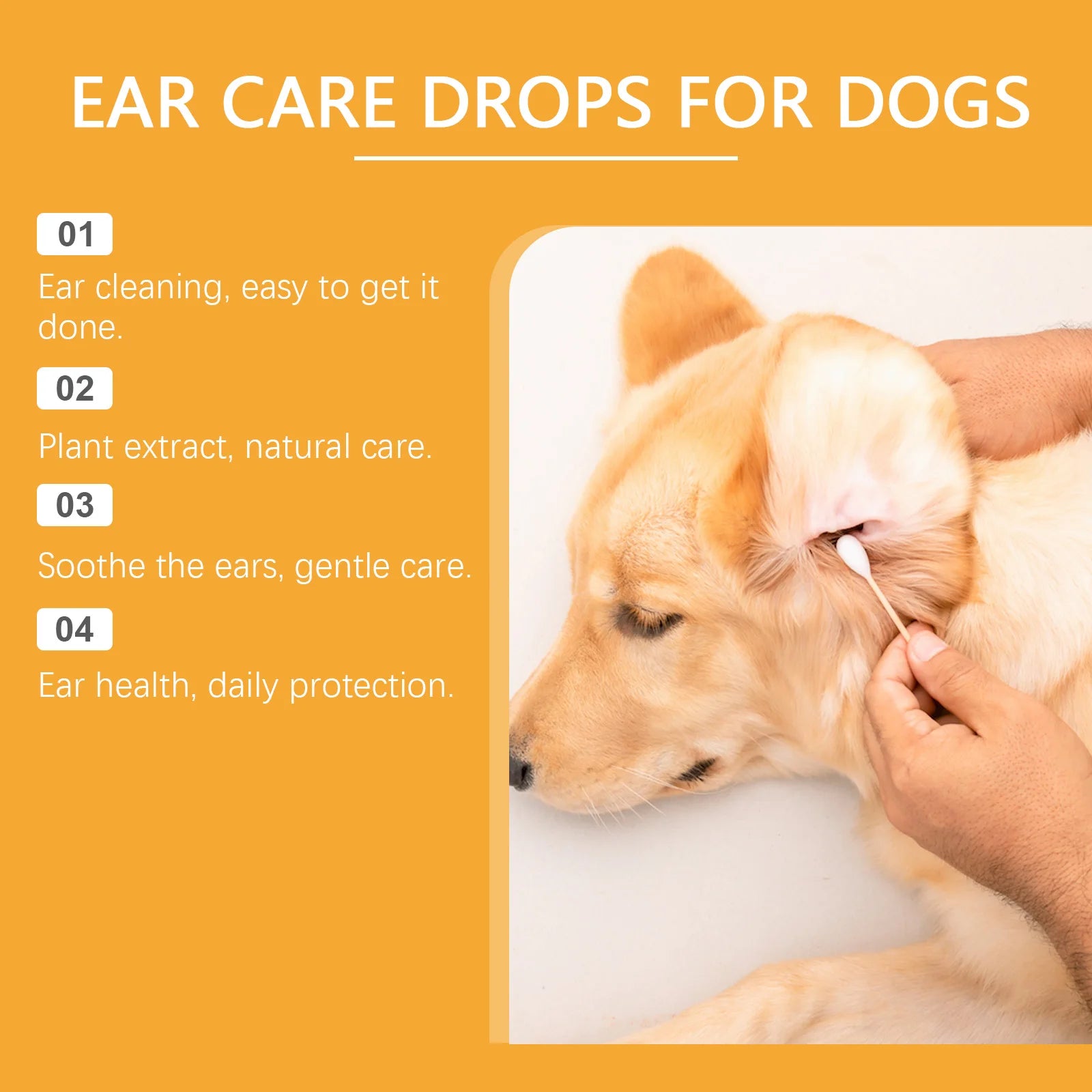 Dog Ear Care Drops Relieve Itching Dandruff Reduce Odor Anti-Fungals Earwax Remover No Irritating Pet Ear Cleaner Liquid 60ml Oasis Select