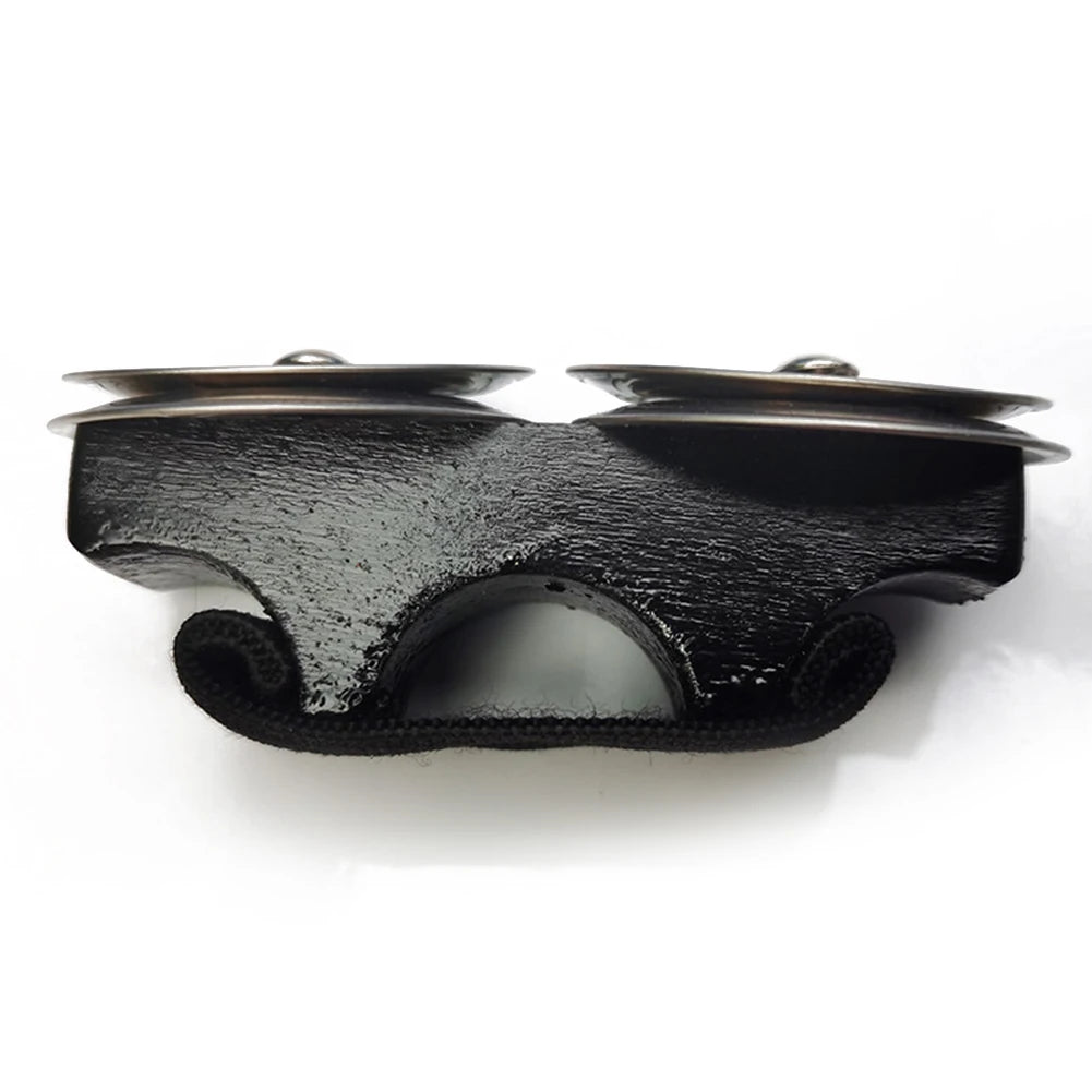 Finger Jingles Tambourine Steel Jingles Handheld Percussion For Cajon Hand Drum Oasis Select Black