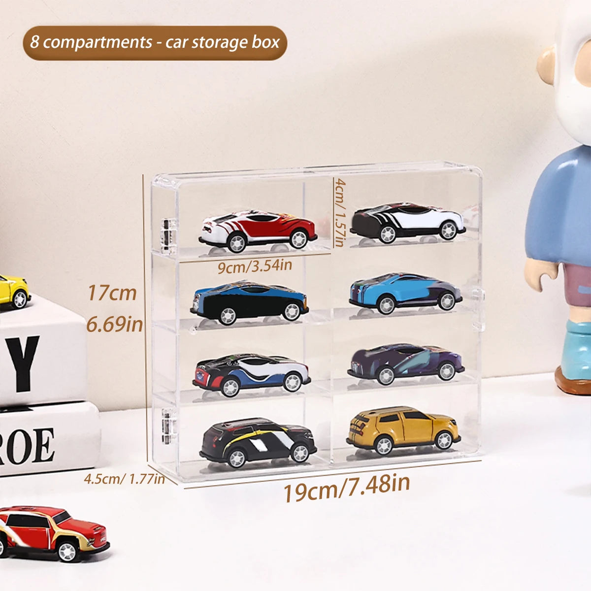 1pc acrylic transparent stackable 1:64 car model storage box toy cabinet rack hair accessories jewelry organizer Oasis Select transparent