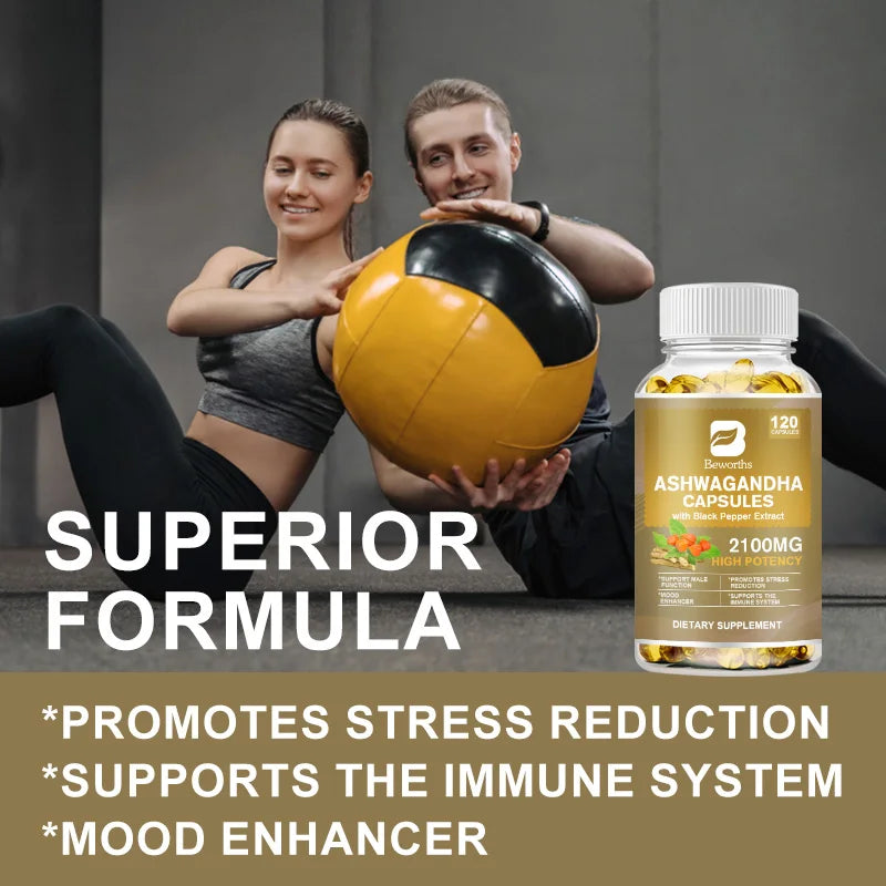 BEWORTHS Ashwagandha Root Extract Capsule Help Sleep Improve Sleep Quality Calm Down Emotions Relieve Anxiety Mood Health Oasis Select