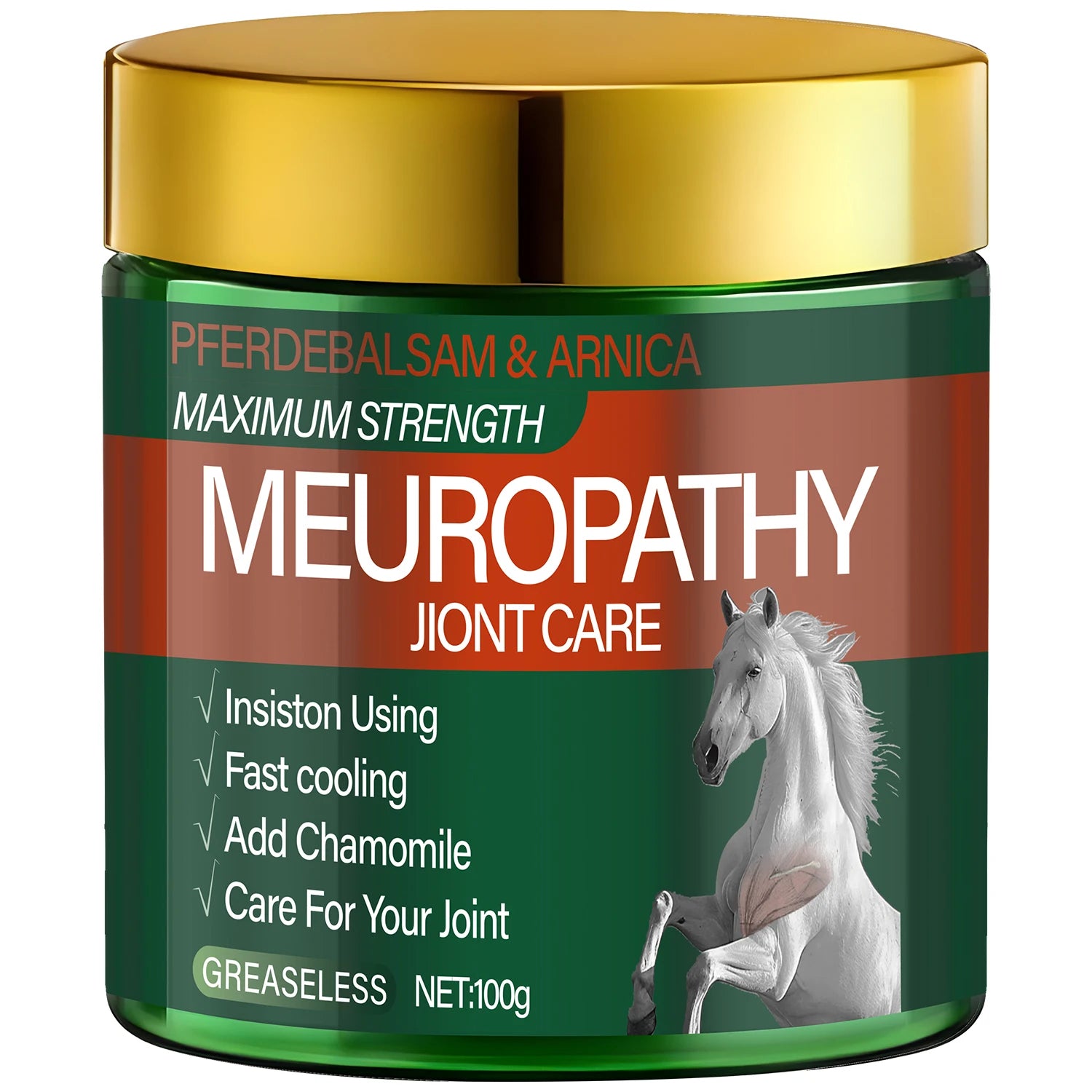 Pferdebalsam & Arnica Joint Care Cream – Max Strength Cooling Joint Pain Relief Cream Oasis Select Gold 100g